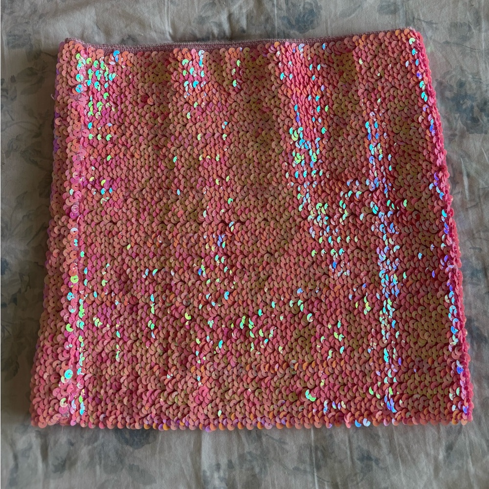 Pink sequin tube top